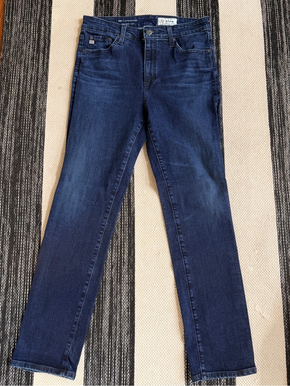 AG Adriano Goldschmied Women's Mari High Rise Slim Straight Dark Blue Jeans Sz29